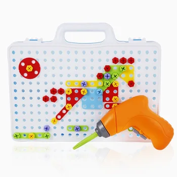

Drill Educational Toys For Boys DIY Building With Real Toy Drill Pretend Play Screws Tool Kit Kids Xmas Gift