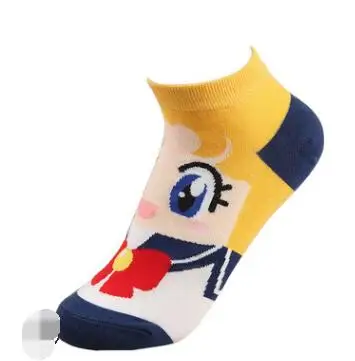

1pair/lot korean style woman casual cartoon sailor moon socks female spring autumn winter cotton short socks