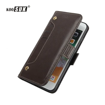 

Yak Genuine Leather Phone Case For iPhone 6 6S 7 8 Plus X Flip Magnetic Buckle Wallet Card Cover Protection Holster Bags Coque