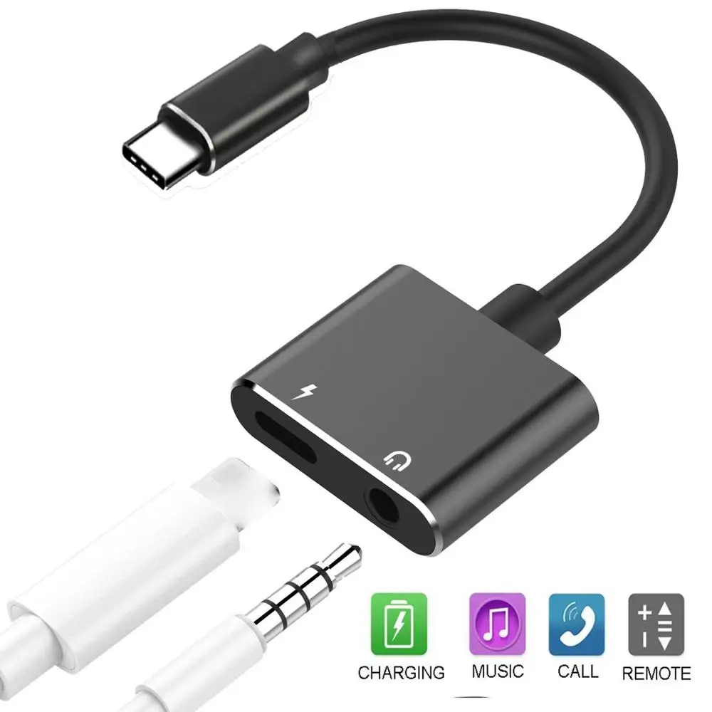 

Type-C Aux Audio Cable Adapter USB Type C to 3.5mm Headphone Jack 2 in 1 Charger Adapter For Xiaomi Mi6 Note3 Mix 2 Huawei New