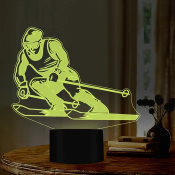 

Skiing design Night nights 7 changing Colors ideal gift for kids friend lovers room store creative decor