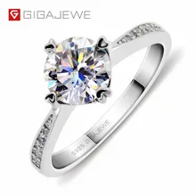 GIGAJEWE Moissanite Ring 1.0ct VVS1 Round Cut F Color Lab Diamond 925 Silver Jewelry Love Token Woman Girlfriend Courtship Gift