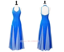 Standard Ballroom Dance Dresses Custom Made Sparkle Glass Stone Waltz Tango Flamenco Costume Ballroom Competition Dancing Dress