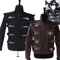 MJ Michael Jackson Rare NEW This Is It  Men in the mirror Crystal Punk Jacket For Party Performance Collection 1