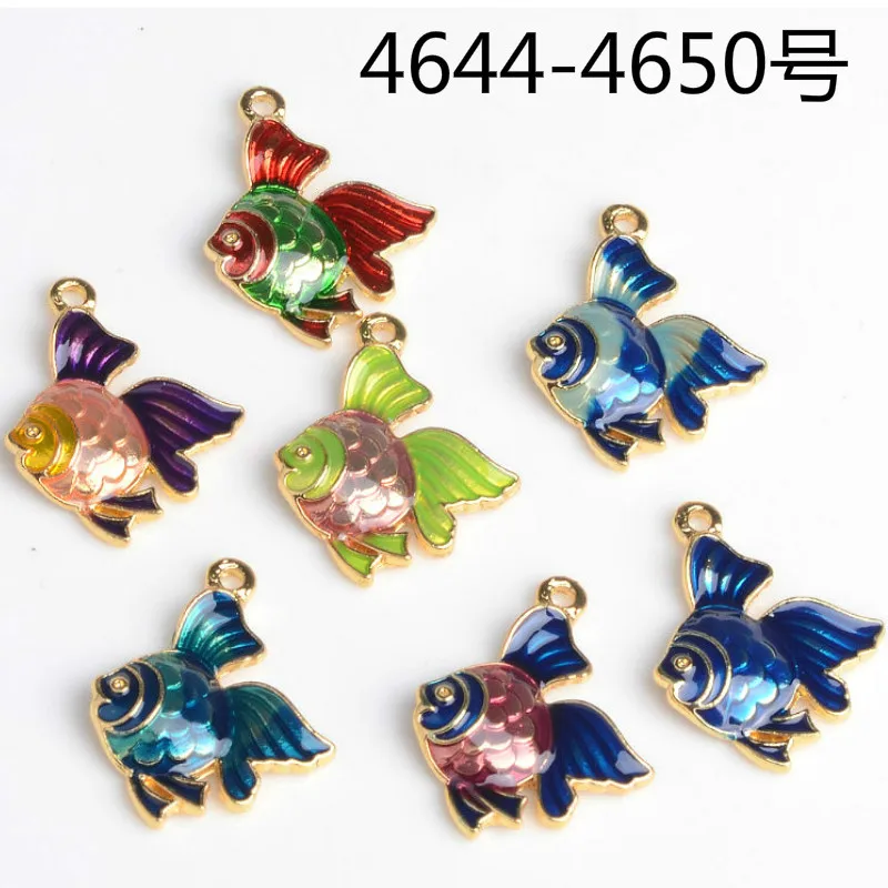 Encantos de Peixe Pingente de Peixe Novos Esmalte Metal Balançar Gota Óleo Liga Artesanato Chinês Ouro Cor Acessórios Faça Você Mesmo Jóias 50 Pçs