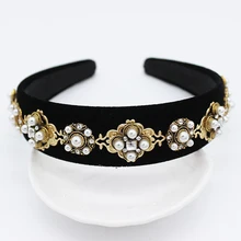 Винтажный дворец барочная Корона кристалл обруч жемчужный красный бархат ленточки для невесты Свадебная вечеринка ювелирные украшения в подарок