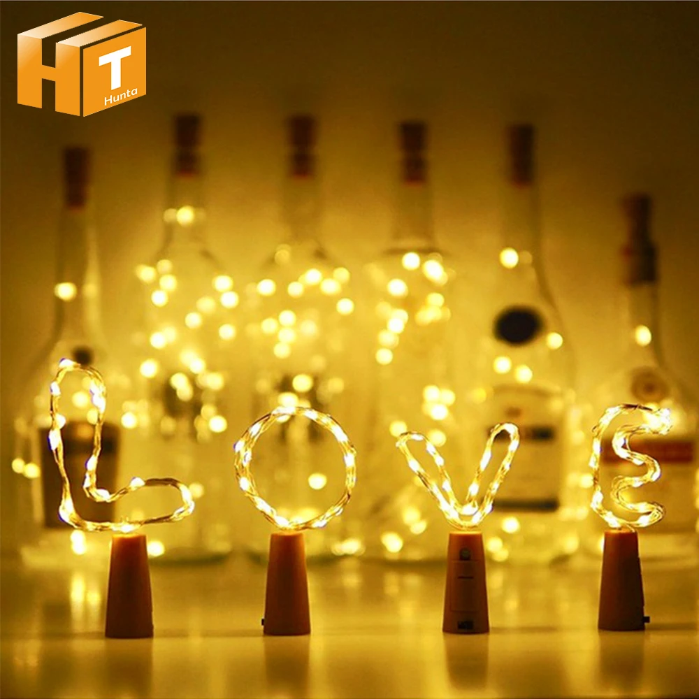 

5pcs/Lot Bottle Stopper LED String Light Silver Wire Lighting Strings Solar 2M 20LED Christmas Decoration Fairy Lights.