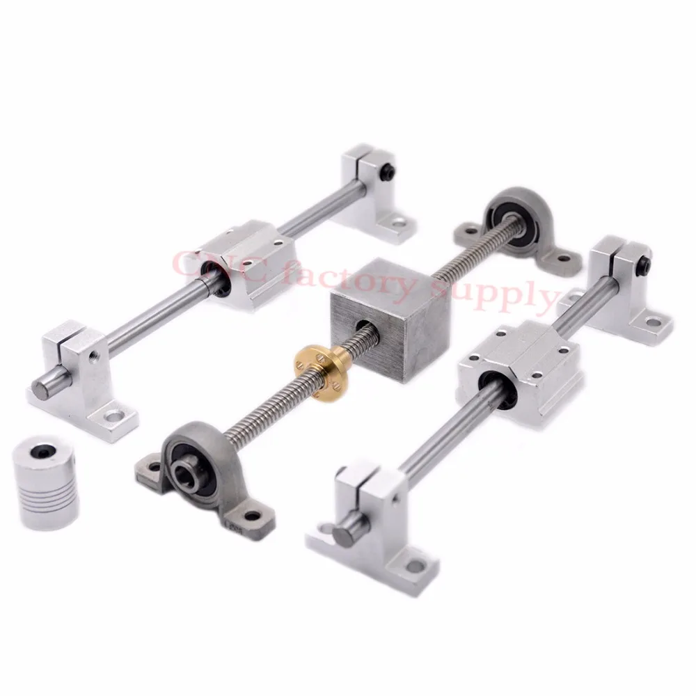

HOT sale 3D Printer guide rail sets T8 Lead screw length 500mm + linear shaft 8*500mm + KP08 SK8 SC8U + nut housing +coupling