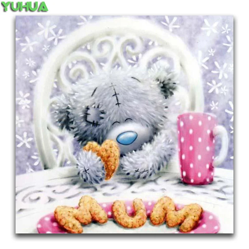 5D DIY Алмазная вышивка крестиком на рисунке, Teddy Bear полная квадратная Алмазная вышивка мультфильм животных Круглый Алмазная мозаика «любящее сердце» - Цвет: 13