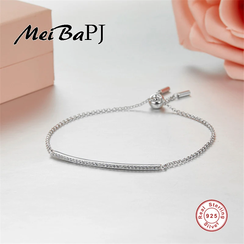 

# [MeiBaPJ]The Big European and American Pure S925 Sterling Silver Bracelet AAA Zircon Line Bracelet For Women Fine Jewelry