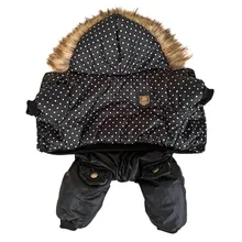 Высококачественная зимняя куртка для собаки с капюшоном в горошек, плотная одежда для собак, Размеры S до Xl, новая одежда для собак
