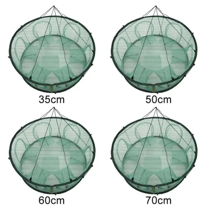 Недавно Портативный Автоматическая рыболовная сеть 35/50/60/70 см ловушка круглая Форма прочный открыта для Краб Раков Омар