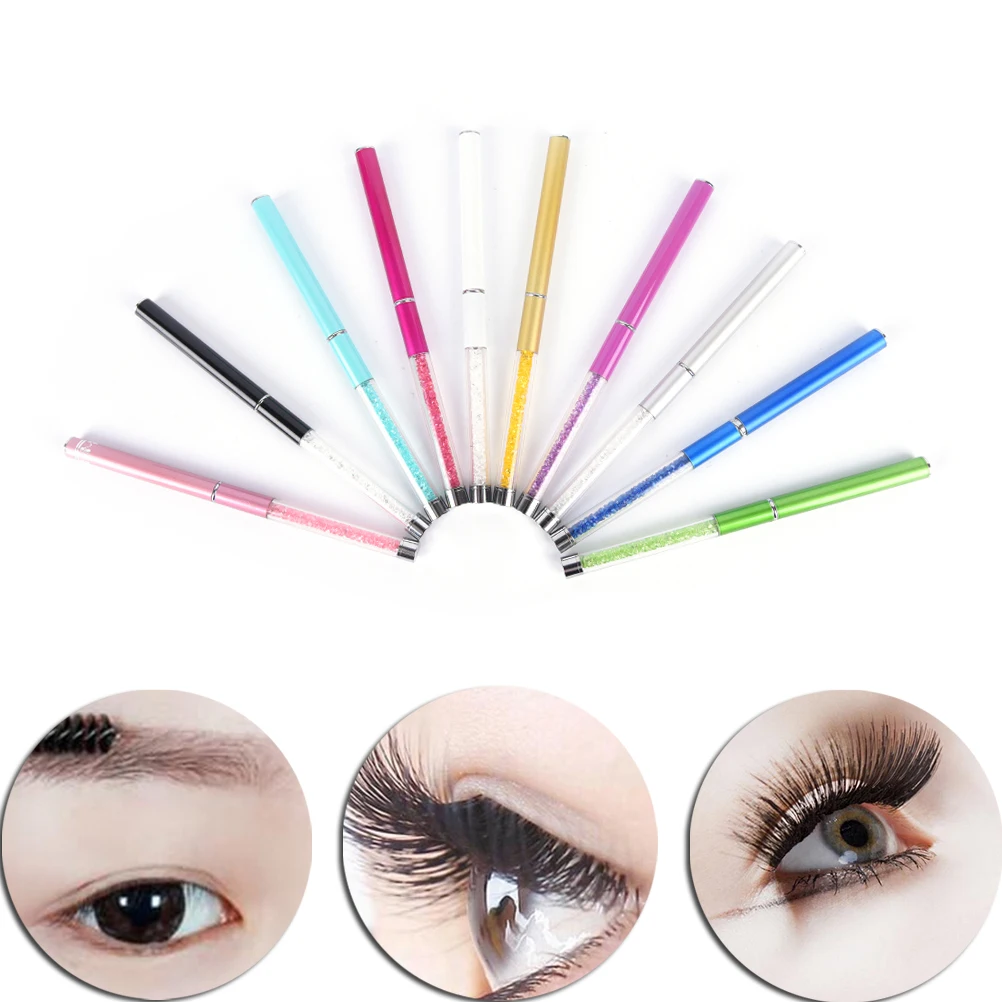 Colorful Rhinestone Eye Wands Applicator Spooler Eyelash Extension