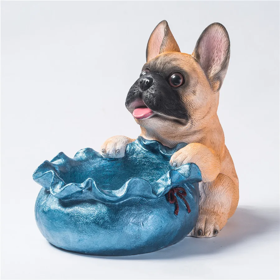 

Household Craft Gift Decoration Resin Animal Simulation Dog Key Storage Basket Living Room Desk Multi-functional Storage Basket