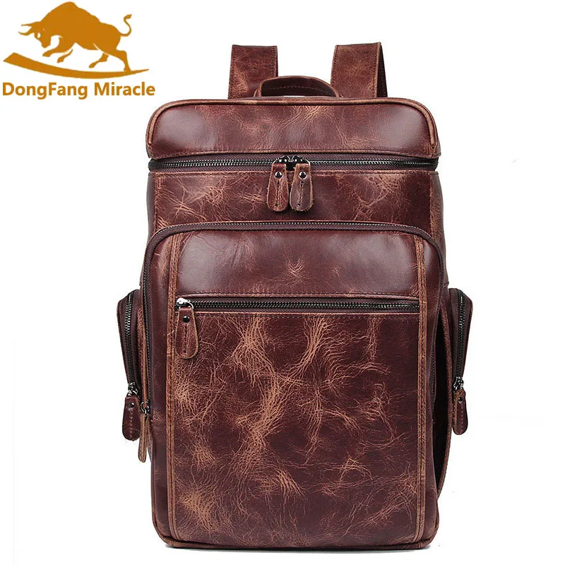 

New Backpack Man Cow Leather Large Capacity Bag Laptop Travel Casual Vintage Backpacks Men School Bags Genuine Leather Tote