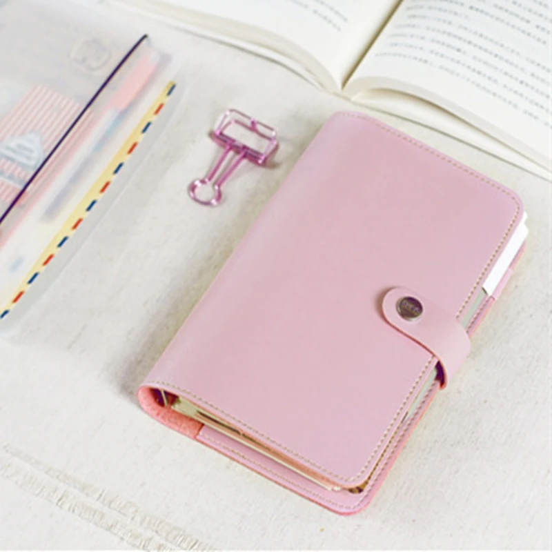 Us 11 89 30 Off Macaroon Personal Organizer Leather Business Ring Office Binder Notebook Cute Kawaii Agenda Planner 2019 Travel Journal A5 A6 A7 In