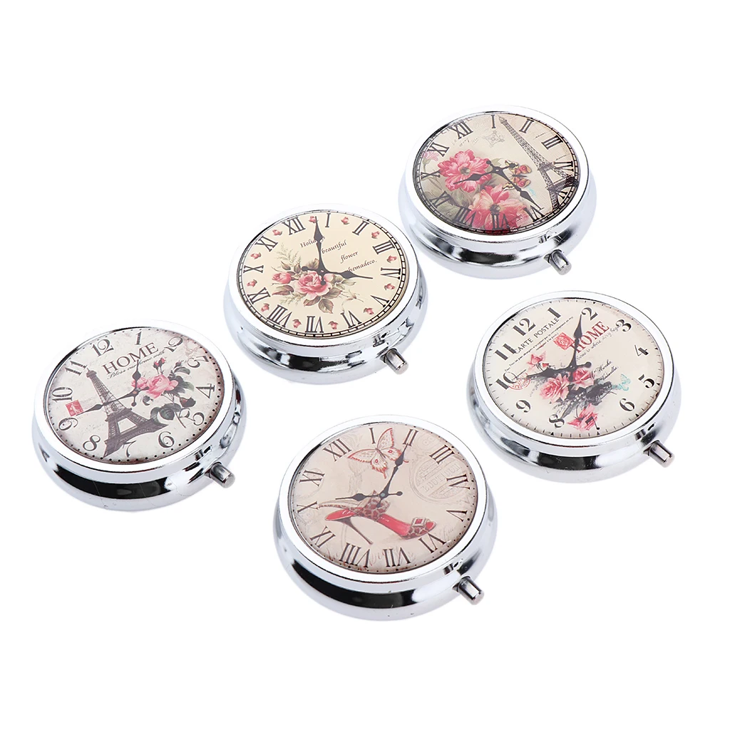 Home Travel Box Round 3 Grids Candy Pills Box Portable Tin Pots Cosmetic Jars Case Container with Mirror