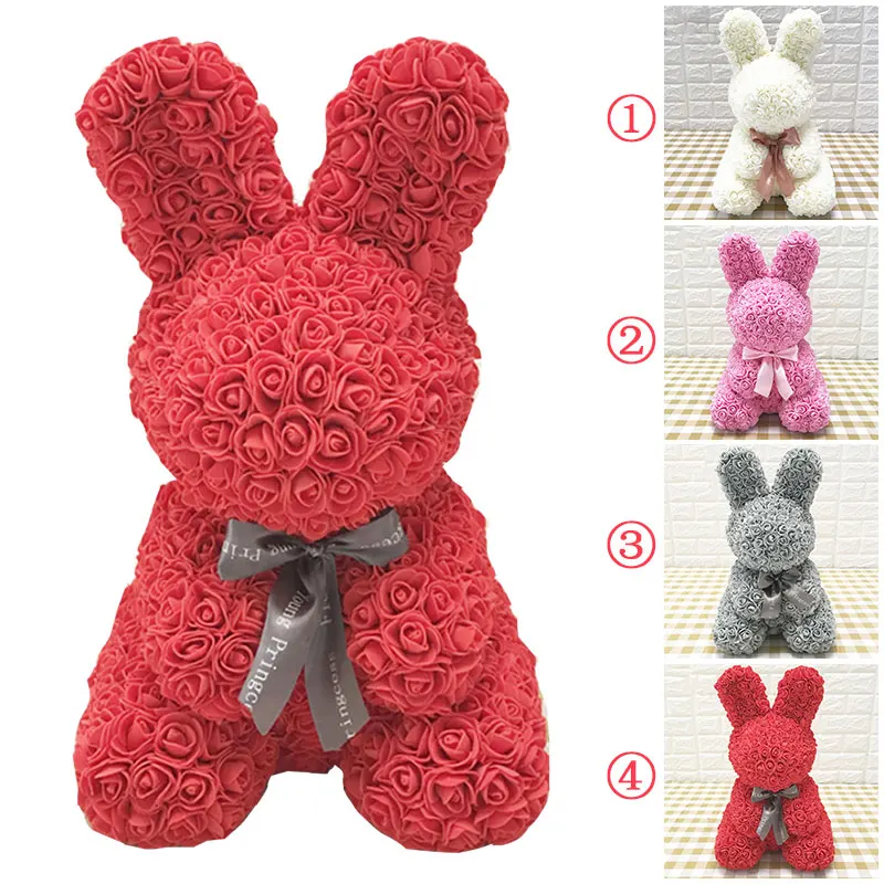 

40*28*30CM Artificial Rose Rabbit Rose Bear Dolls Wedding Valentine'S Day Birthday Girlfriend Simulated Gift Christmas Present
