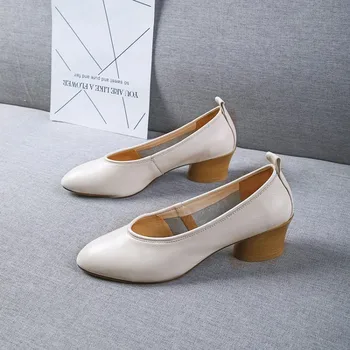

MLJUESE 2019 women pumps Soft Cow leather autumn spring blue color slip on pointed toe wedges high heels shoes party dress