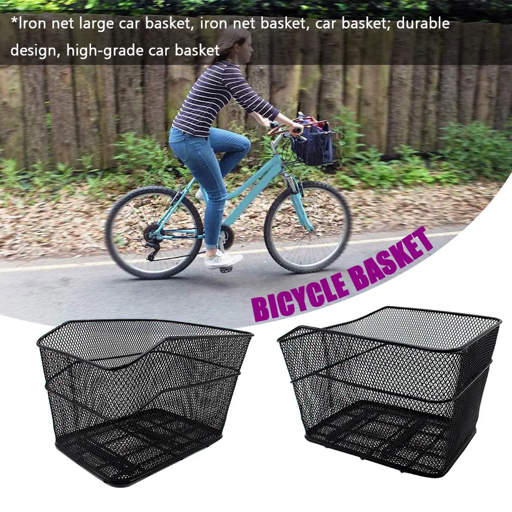 Sale Bicycle Rear Basket Net Basket Rainproof No Cover Foldable Iron Net Large Car Basket Iron Net Basket For Electric Bike Cycling 8