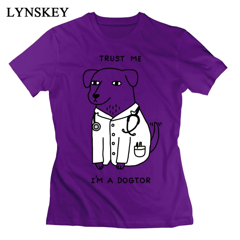 LYNSKEY Women T-Shirt Fashion Leisure Tops Tees Summer/Autumn Cotton O Neck Short Sleeve Crazy Dogtor Tee Shirt Top Quality pink