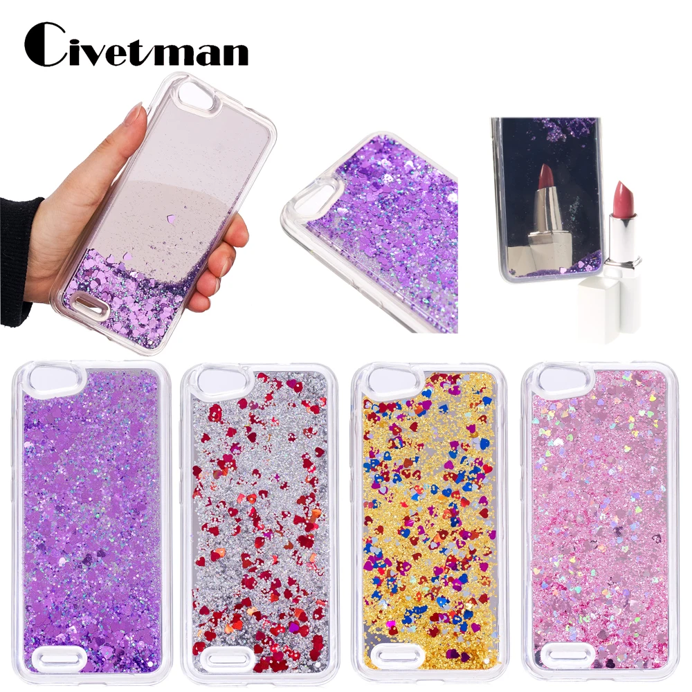 

Cover Phone Case For ZTE Blade D6 V6 5.0" Dynamic Liquid Quicksand Glitter Mirror Style Back Shell sFor ZTE Blade X7 Luxury Bag