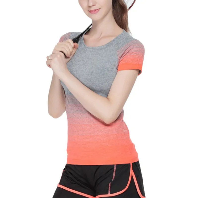 

Hot Women Sports T-Shirt Fitness Gym Yoga Workout Short Sleeve Shirt Slim Tops New Arrival