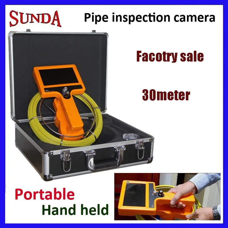 

Portable New model Hand held Pipe inspection video camera with 30m cable, underwater well video inspection camera