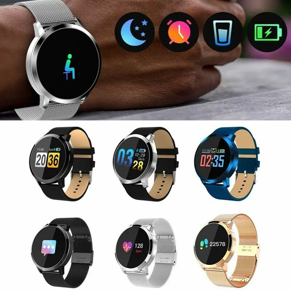 

Q8 OLED smart watch link mobile phone stainless steel waterproof wearable device smart watch men and women fitness tracker