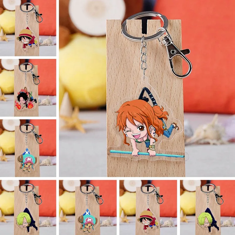 

2019 "One Piece" Keychain Double Sided Key Chain Acrylic Pendant Anime Accessories Cartoon Key Ring