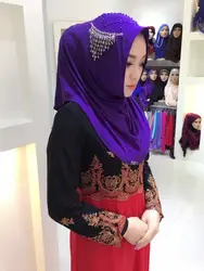 Мусульманский хиджаб шарф ручной работы из бисера кристалл кулон Камни хиджаб шарф isamic Для женщин платок