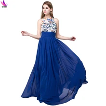 Royal Blue Chiffon Dress Long Bridesmaid Dresses 2017 Wedding Party Dresses Vestido De Festa Backlass Lace Bridesmaid Dress Gown