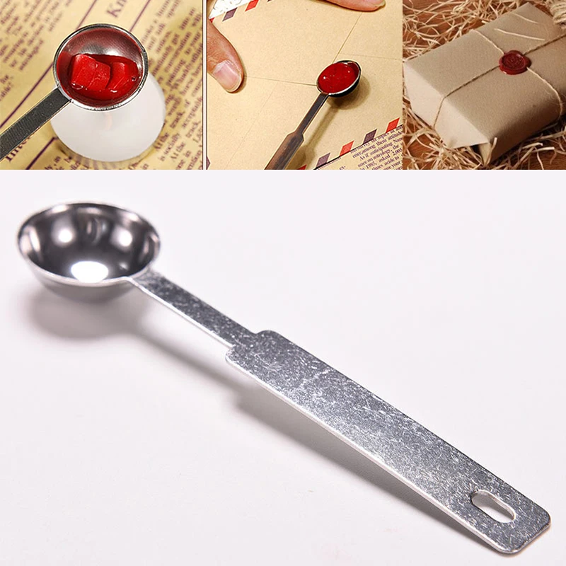 

WHISM DIY Stainless Steel Wax Seal Spoon Long Handle Dissolve Wax Spoon Metal Stamp Spoons Scrapbooking Wax Stamp Sealing Spoons