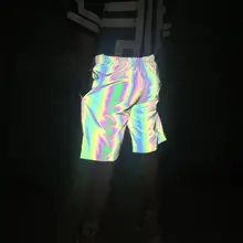 Мужской летний цветной, отражающий хип-хоп панк Шорты для ночного клуба сценический костюм мужские повседневные семь цветные, отражающие шорты для бега