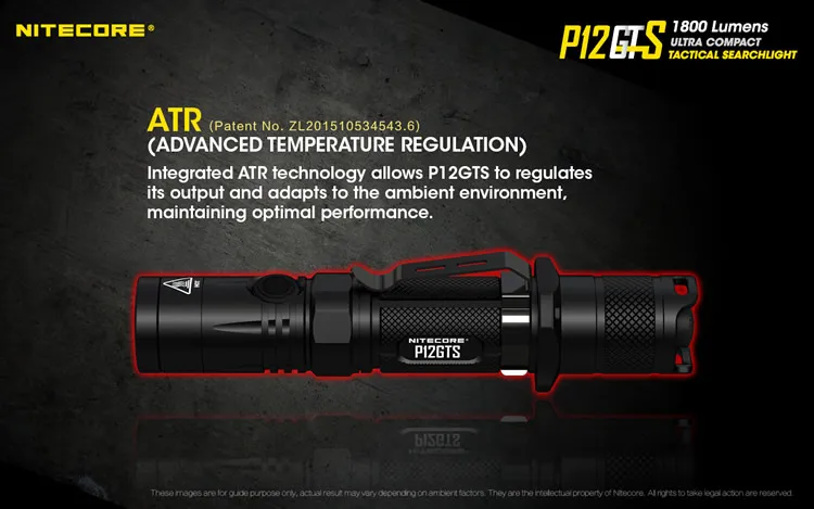 2019 NITECORE P12GTS без батареи Ультра Компактный Тактический прожектор 1800 люмен CREE XHP35 HD светодиодный фонарик Охота оптовая продажа