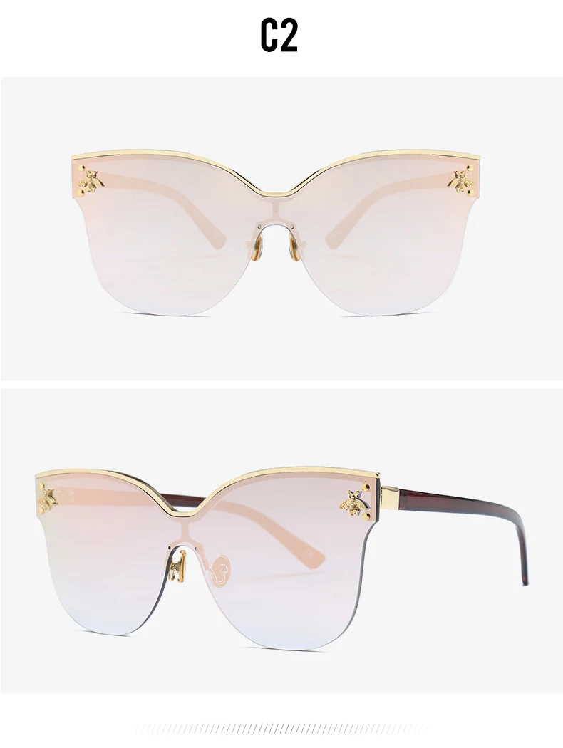 HBK новые женские полуоправы кошачий глаз солнцезащитные очки металлические пчела солнцезащитные очки мужские женские серые Оттенки UV400 очки