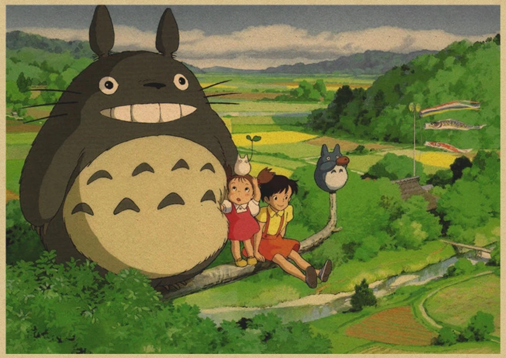 Хаяо Миядзаки мультфильм Tonari no Totoro ретро крафт-бумага плакат ВИНТАЖНЫЙ ПЛАКАТ украшение комнаты - Цвет: Тёмно-синий