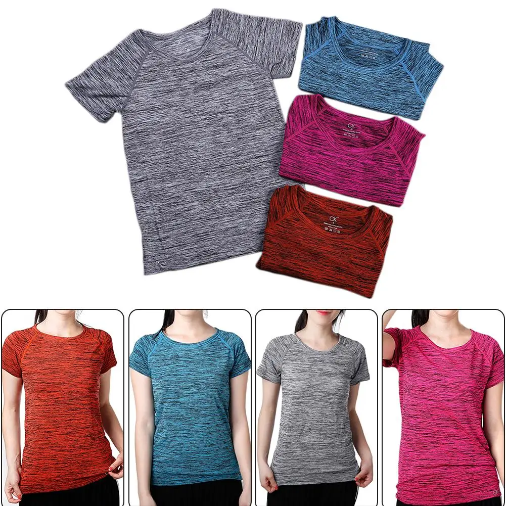 

Large Size Yoga Quick Dry Shirt Top Breathable Sweat Absorbing Slim Short Sleeved T-shirt Clothes Women Running Fitness Sports