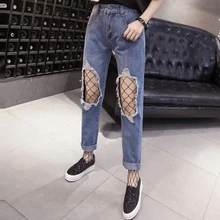 Новое поступление рваные джинсы для женщин женские джинсовые длинные джинсы прямые толстые мм модные летние джинсы Большие размеры S-5XL