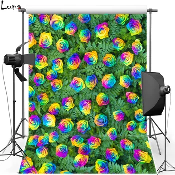 

DAWNKNOW Colorful Rose Vinyl Photography Background For Wedding New Fabric Polyester Background For Newborn Photo Studio S2557