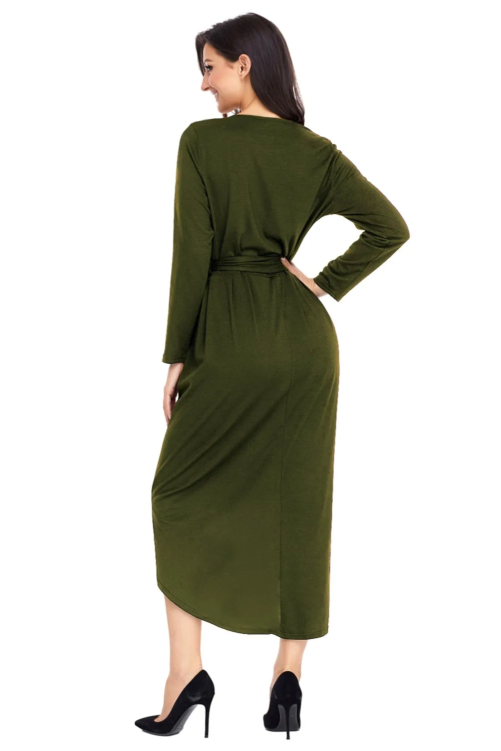 Olive-Tulip-Faux-Wrap-Sash-Tie-Jersey-Dress-LC61818-9-2
