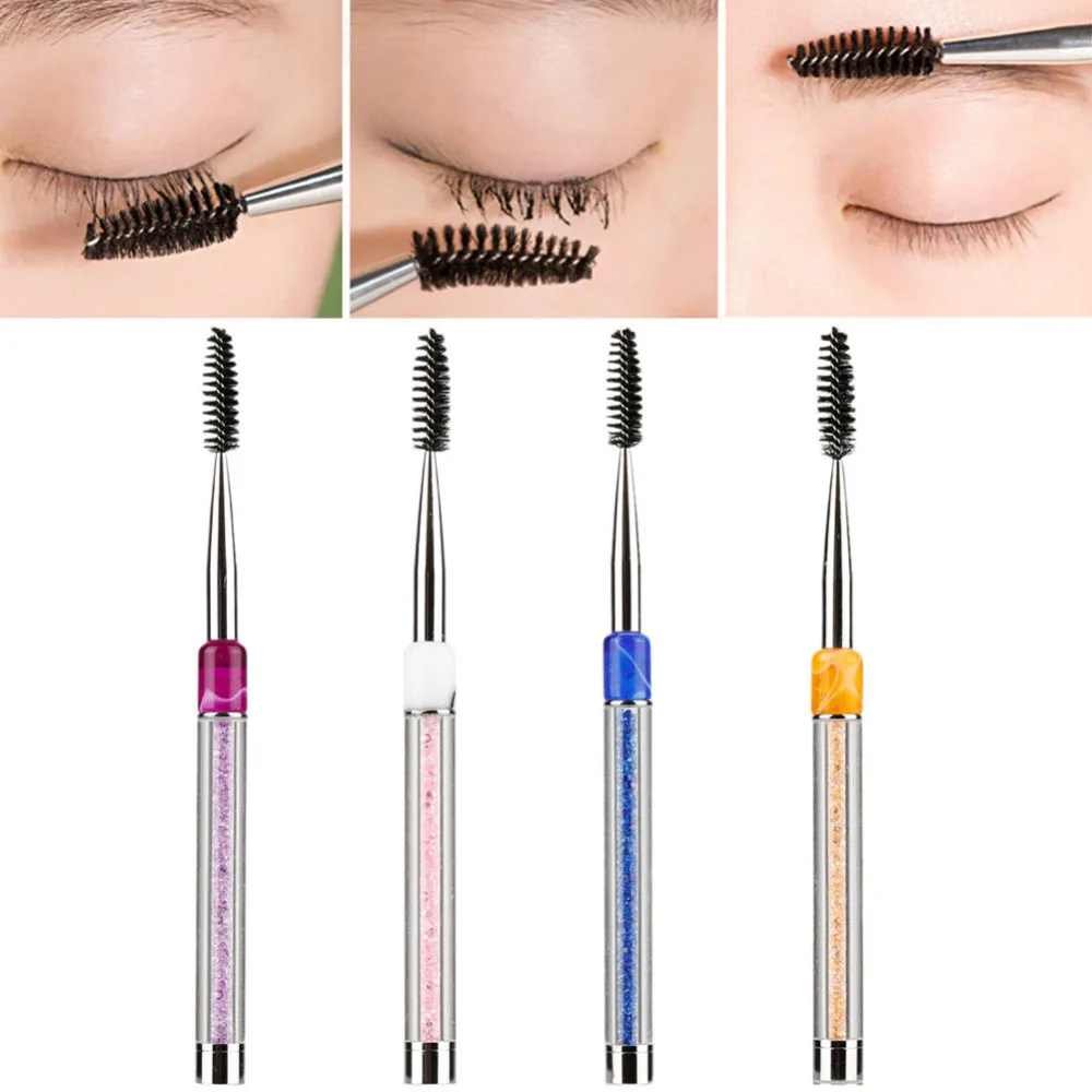 

ELECOOL Rhinestone Eye Makeup Brush Eyelash Eyebrow Brush Mascara Spiral Wands Applicator Spooler Eyelash Extension Makeup Tool