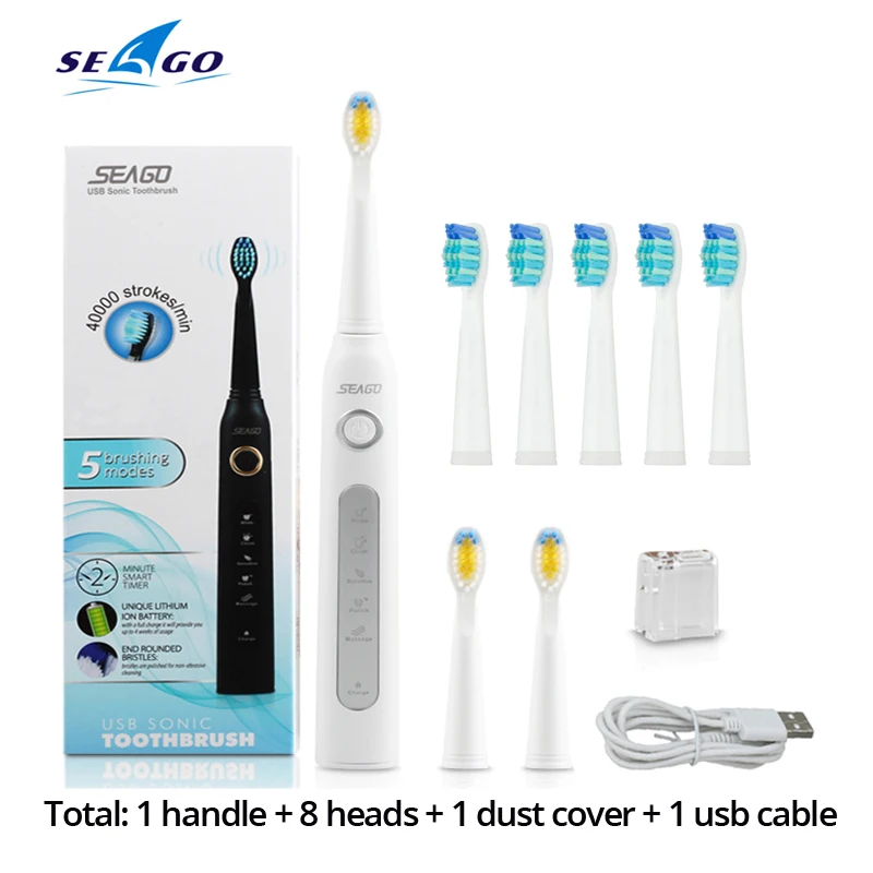 Sonic электрические зубные щётки USB перезаряжаемые зуб расчёски для волос взрослых таймер кисточки 5 Режим с сменные насадки для щёток