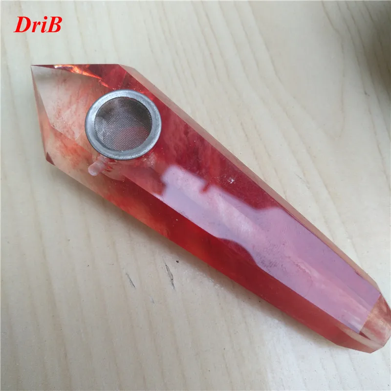 

(1pcs ) smelt red crystal smoking pipe quartz points cigarette holder