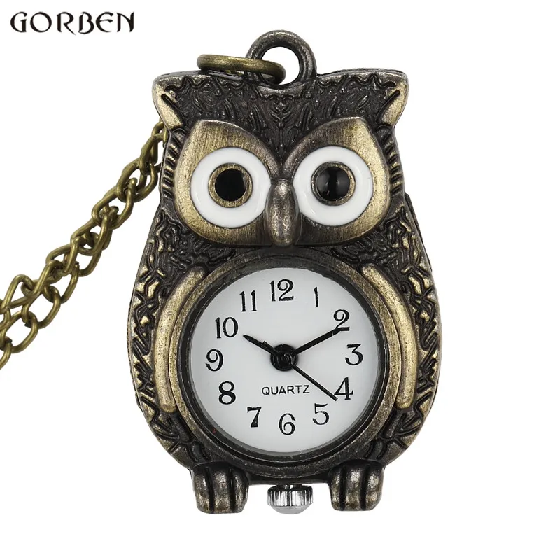 Lovey Cute Small Dial Owl Watch Women Mens Quartz Bronze Mini Owl