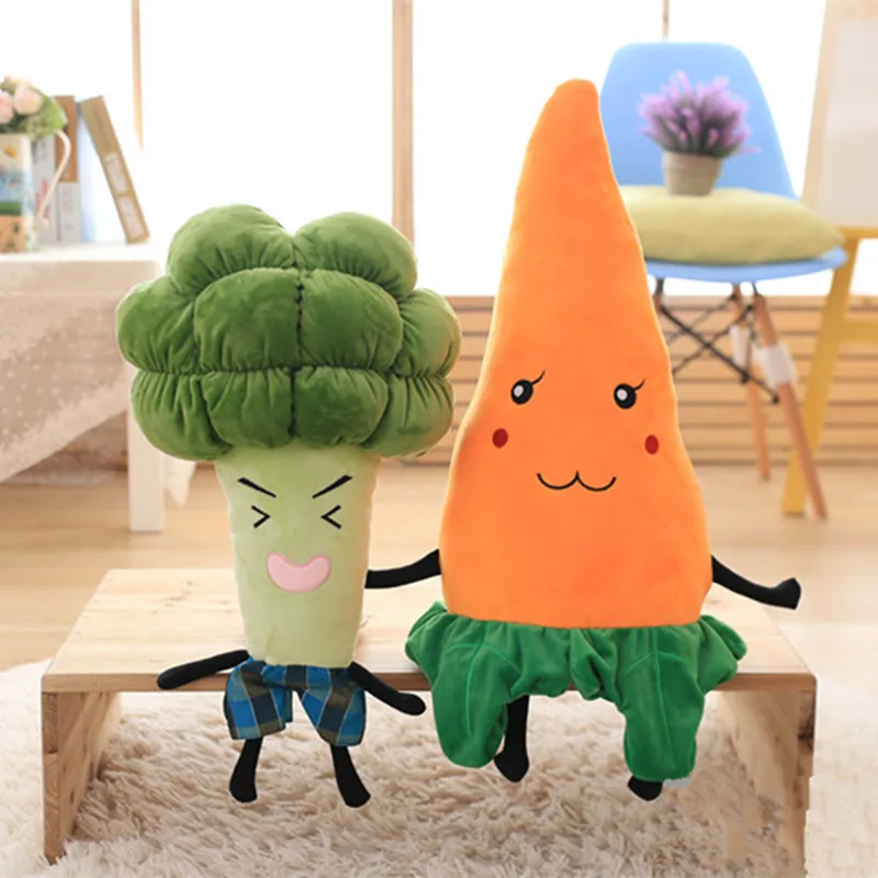55/65cm Simulation Vegetable Plush Pillow Stuffed Carrot Broccoli Plush