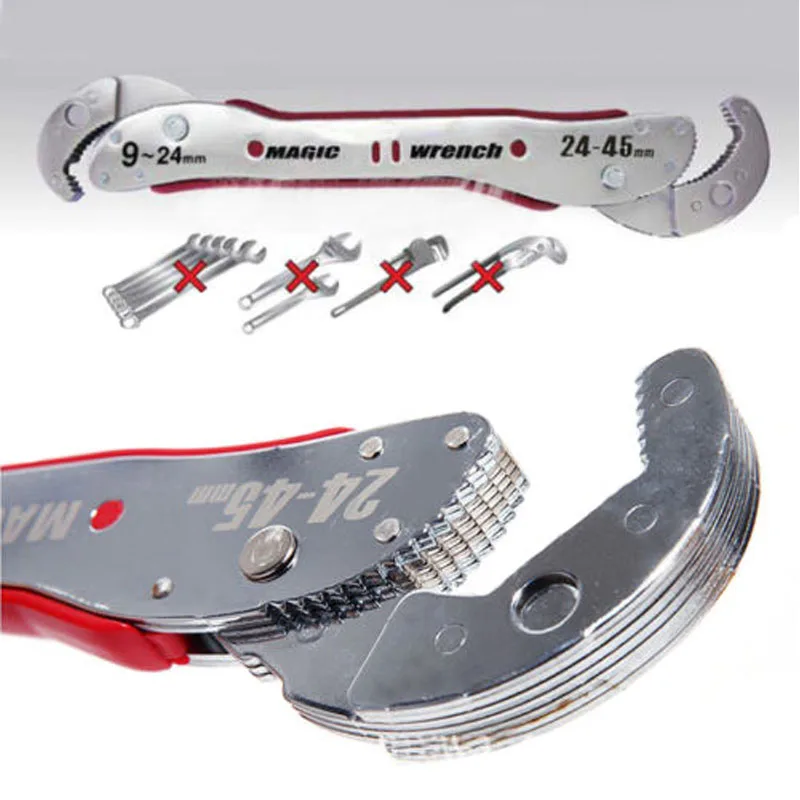 

9-45mm Adjustable Double Head Magic Multi-function Spanner Tools Wrench Pipe Home Hand Tool Quick Snap Grip Wrench
