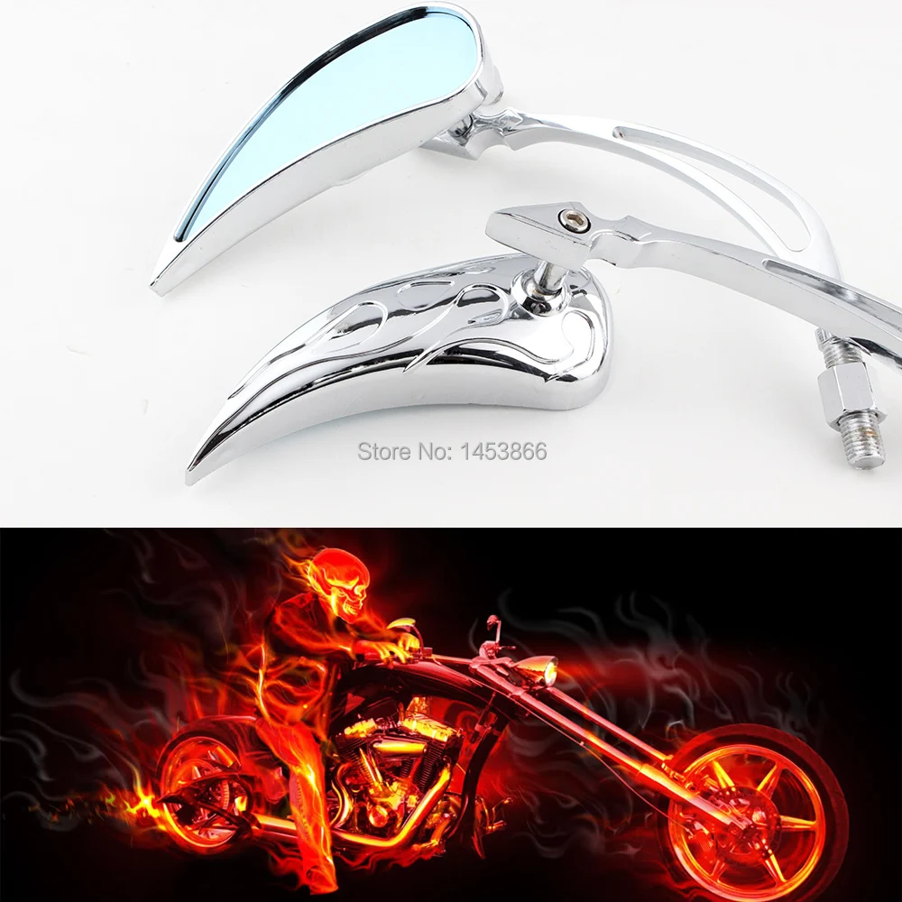 MOTORCYCLE CHROME TEARDROP CUSTOM REARVIEW MIRRORS FOR HARLEY