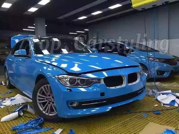 

Super! Ultra Glossy Light Blue Vinyl Sticker High Gloss Vinyl Car Wraps for vehicle wrapping with bubble free 1.52x20m/Roll