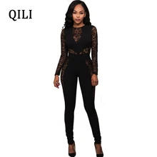 QILI Lace Long Sleeve Women Jumpsuits 2018 Autumn Overalls Black Blue Red Zipper Skinny Long Pants Jumpsuit Women Sexy Jumpsuits QILI Lace Long Sleeve Women Jumpsuits 2018 Autumn Overalls Black Blue Red Zipper Skinny Long Pants Jumpsuit Women Sexy Jumpsuits